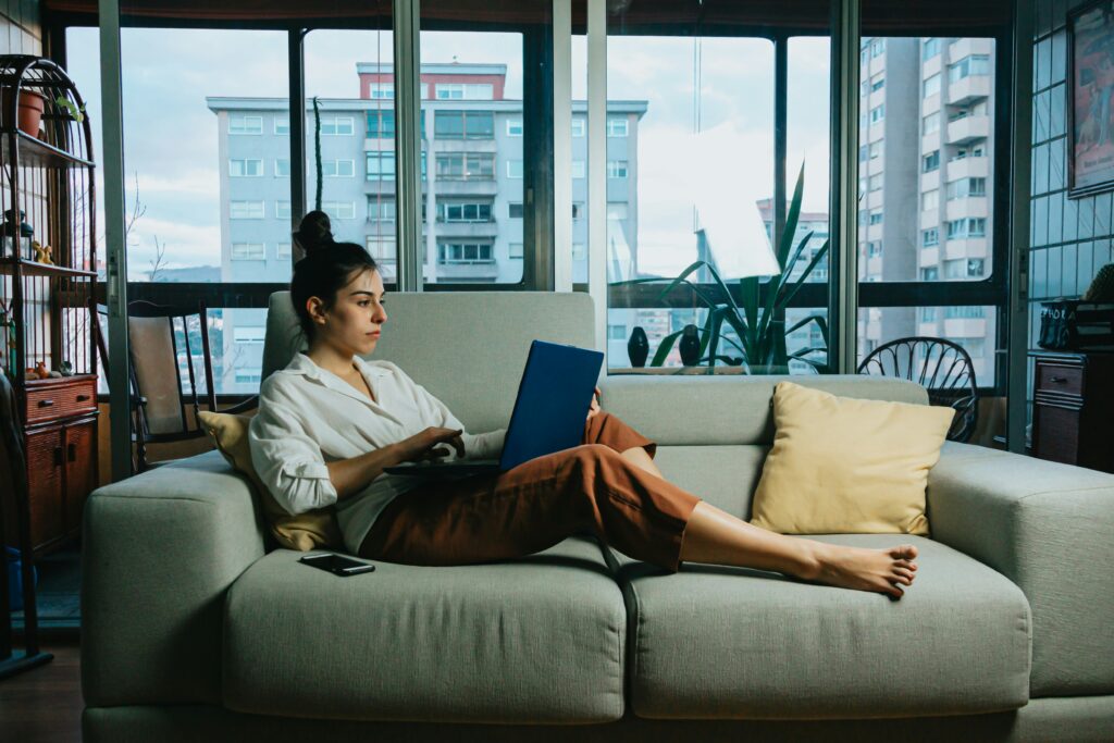 beginner working on side hustle from home with laptop