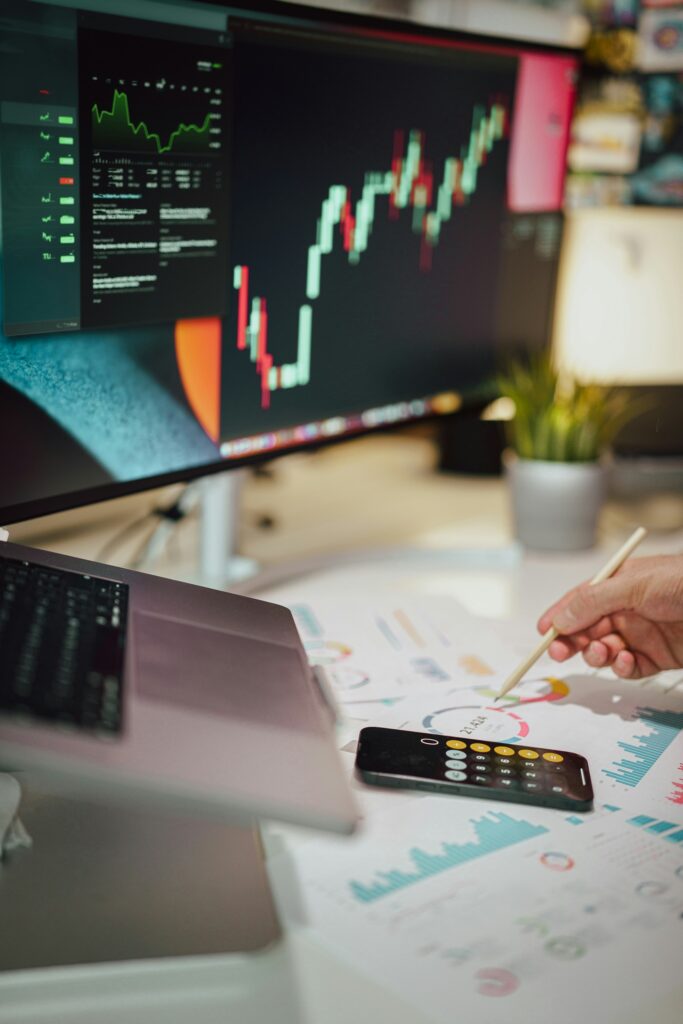 AI investment analysis displayed on laptop