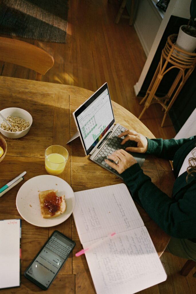 AI budgeting tool open on laptop